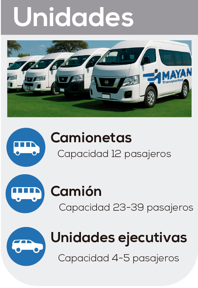 Empleados abordando un autobús de Transportes MAYAN frente a instalaciones corporativas.